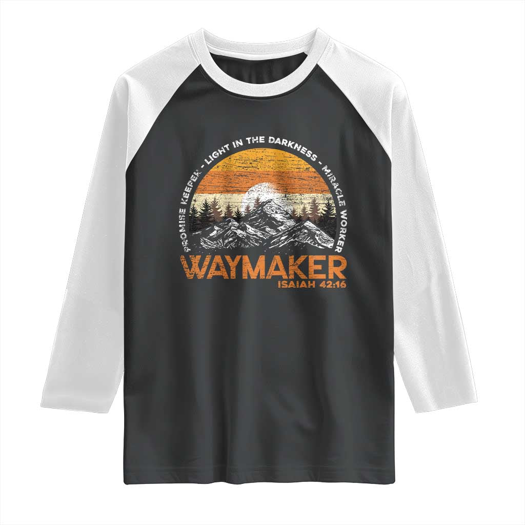 Vintage Christian Raglan Shirt Isaiah 42:16 Waymaker Promise Keeper Miracle Worker - Wonder Print Shop