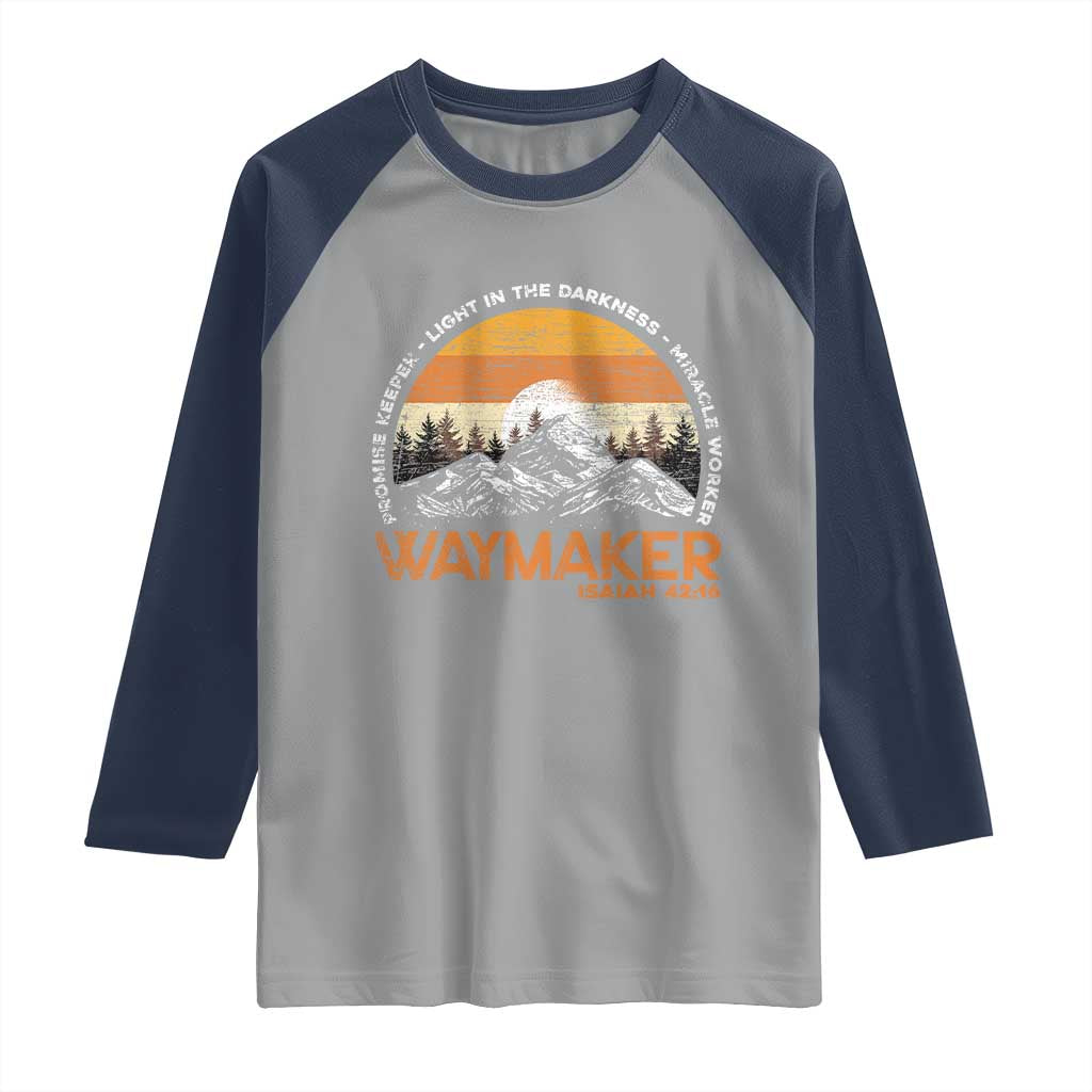 Vintage Christian Raglan Shirt Isaiah 42:16 Waymaker Promise Keeper Miracle Worker - Wonder Print Shop