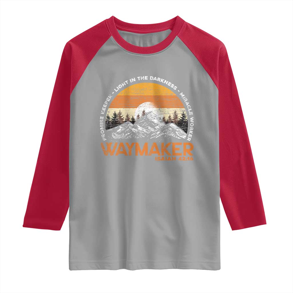 Vintage Christian Raglan Shirt Isaiah 42:16 Waymaker Promise Keeper Miracle Worker - Wonder Print Shop