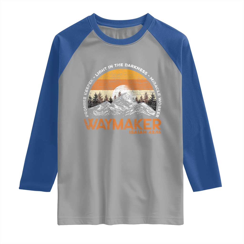 Vintage Christian Raglan Shirt Isaiah 42:16 Waymaker Promise Keeper Miracle Worker - Wonder Print Shop