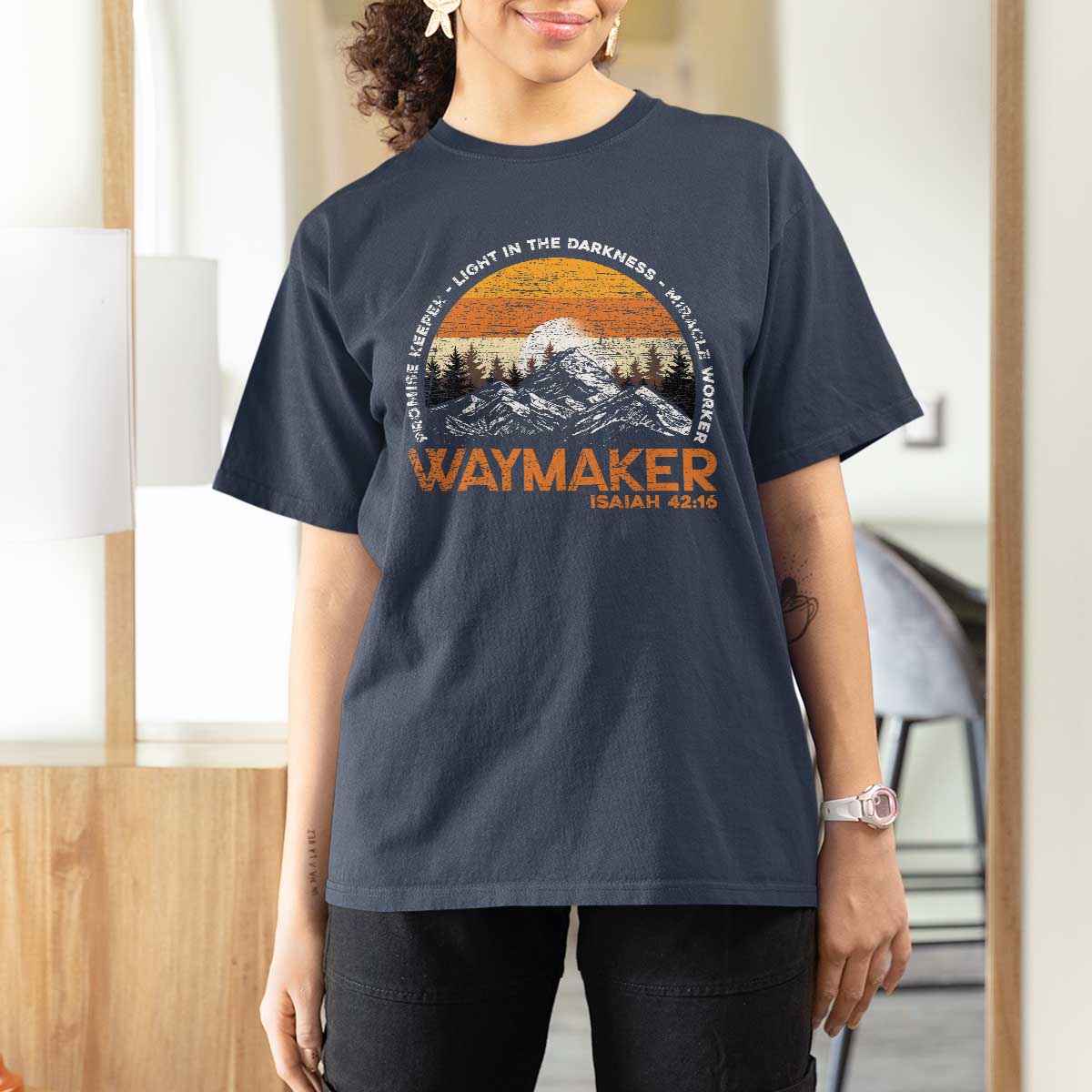 Vintage Christian T Shirt For Women Isaiah 42:16 Waymaker Promise Keeper Miracle Worker - Wonder Print Shop