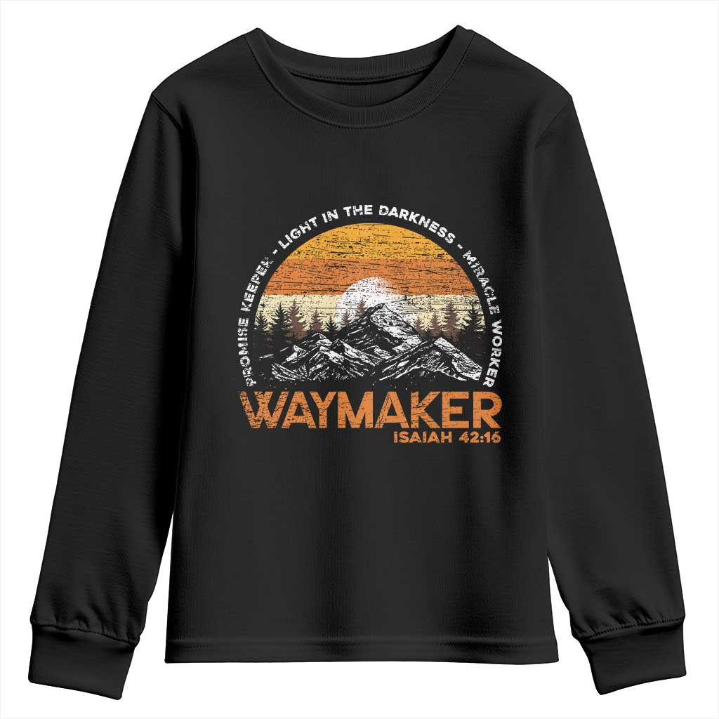 Vintage Christian Youth Sweatshirt Isaiah 42:16 Waymaker Promise Keeper Miracle Worker - Wonder Print Shop