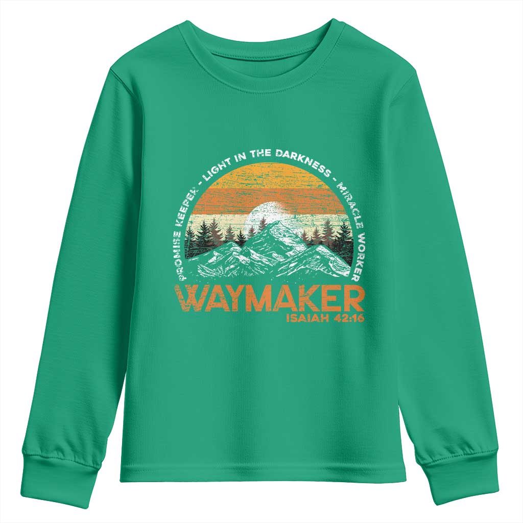 Vintage Christian Youth Sweatshirt Isaiah 42:16 Waymaker Promise Keeper Miracle Worker - Wonder Print Shop