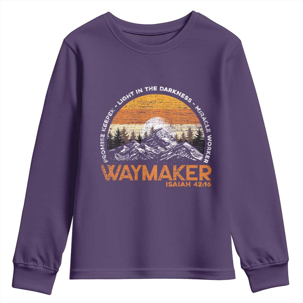 Vintage Christian Youth Sweatshirt Isaiah 42:16 Waymaker Promise Keeper Miracle Worker - Wonder Print Shop