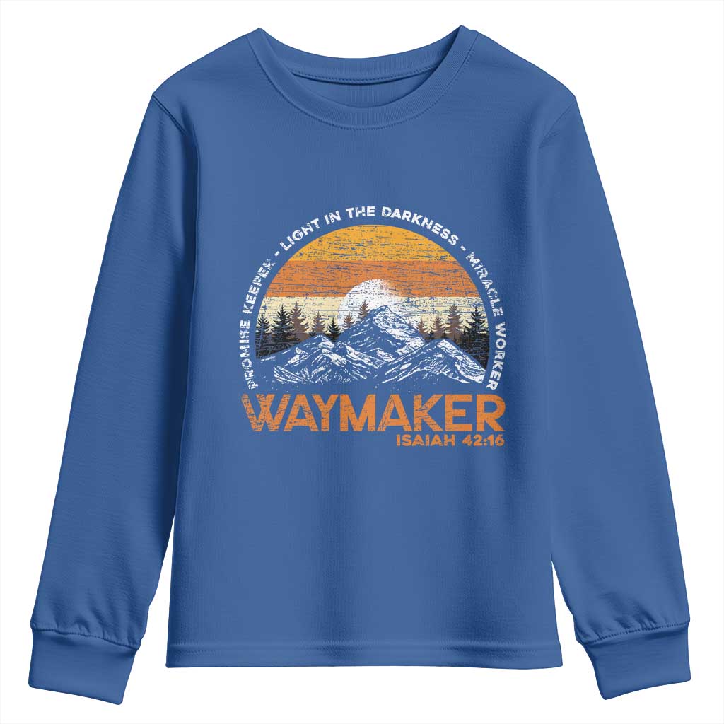 Vintage Christian Youth Sweatshirt Isaiah 42:16 Waymaker Promise Keeper Miracle Worker - Wonder Print Shop