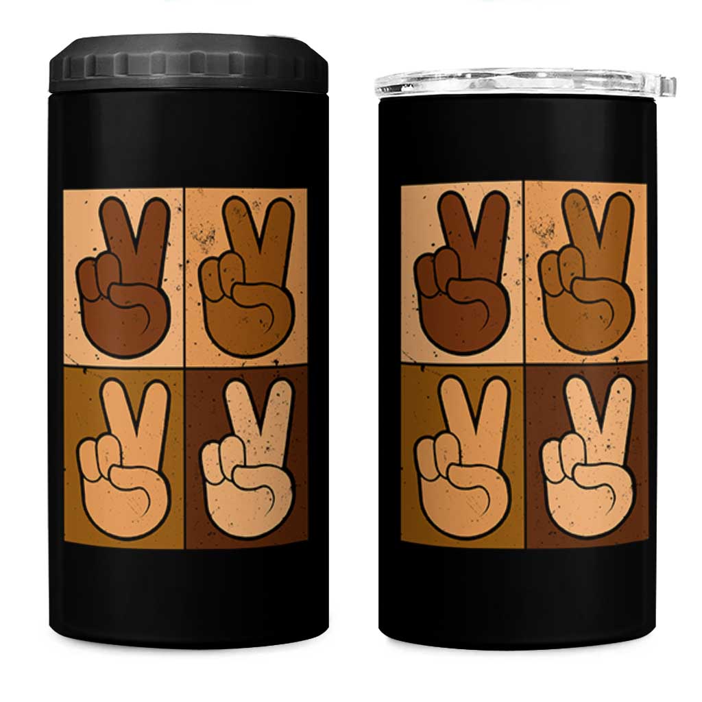 Peace Sign Equality for All 4 in 1 Can Cooler Tumbler Peace Out V Fingers Hand Equal Rights