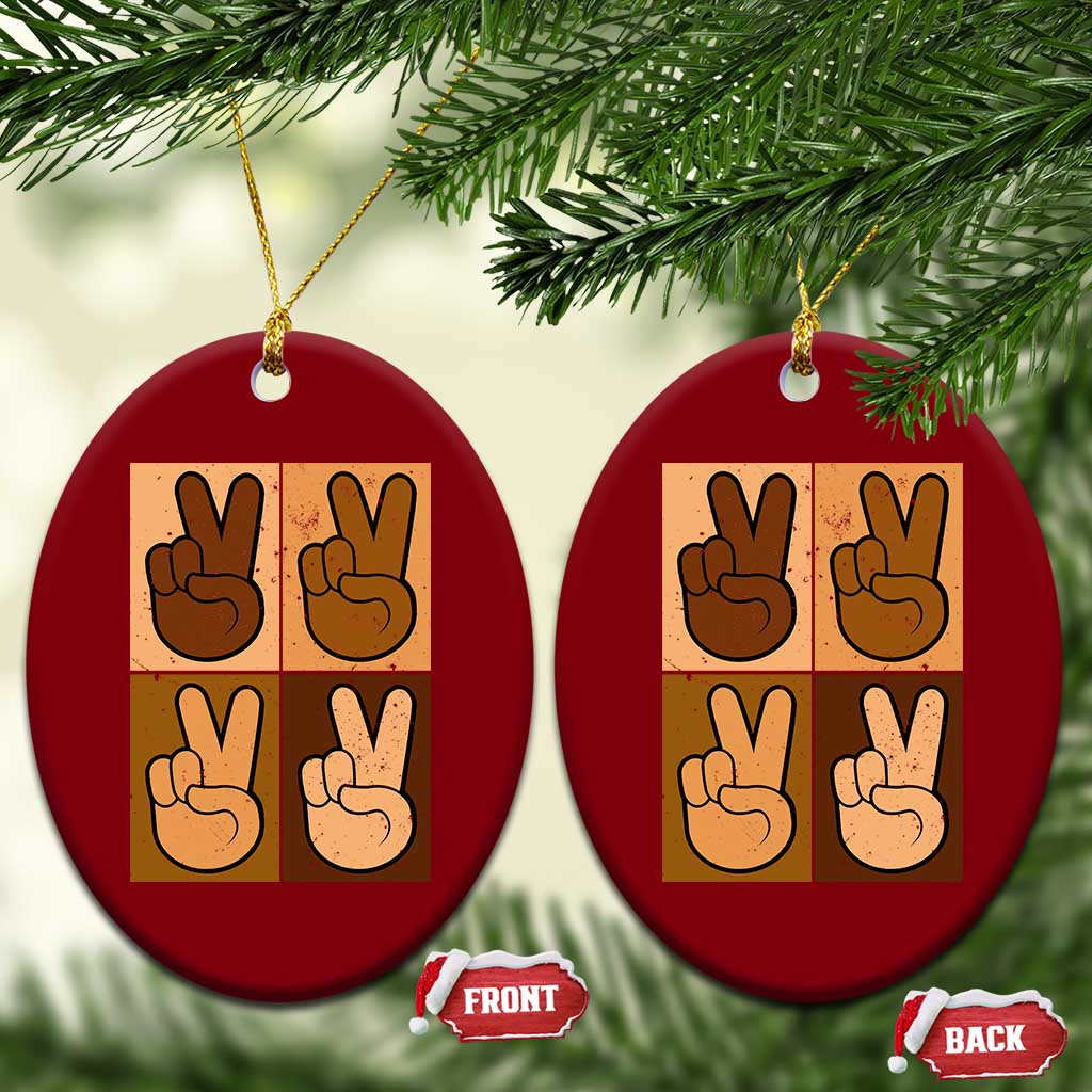 Peace Sign Equality for All Ceramic Ornament Peace Out V Fingers Hand Equal Rights - Wonder Print Shop
