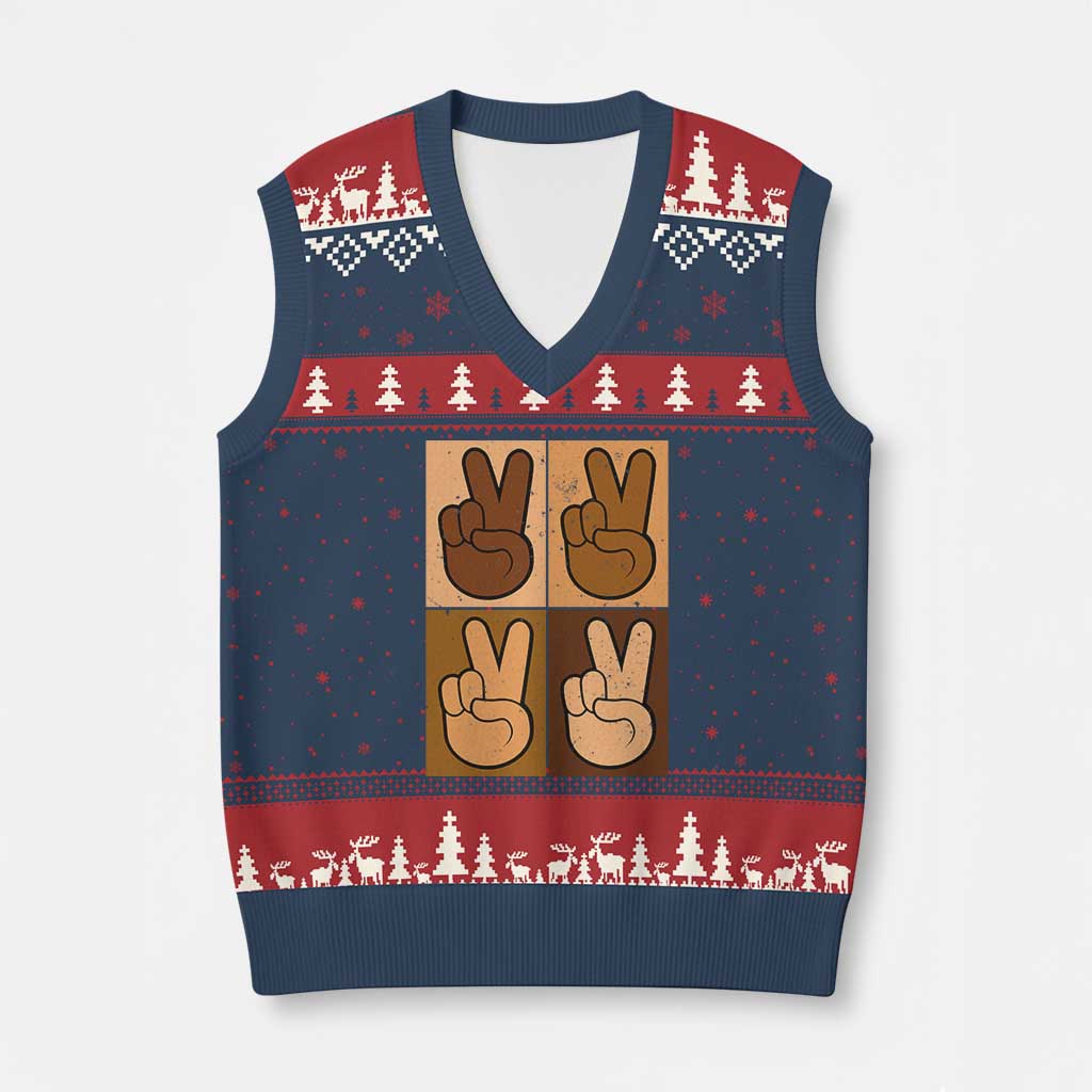Peace Sign Equality for All V-Neck Knit Sweater Vest Peace Out V Fingers Hand Equal Rights - Wonder Print Shop