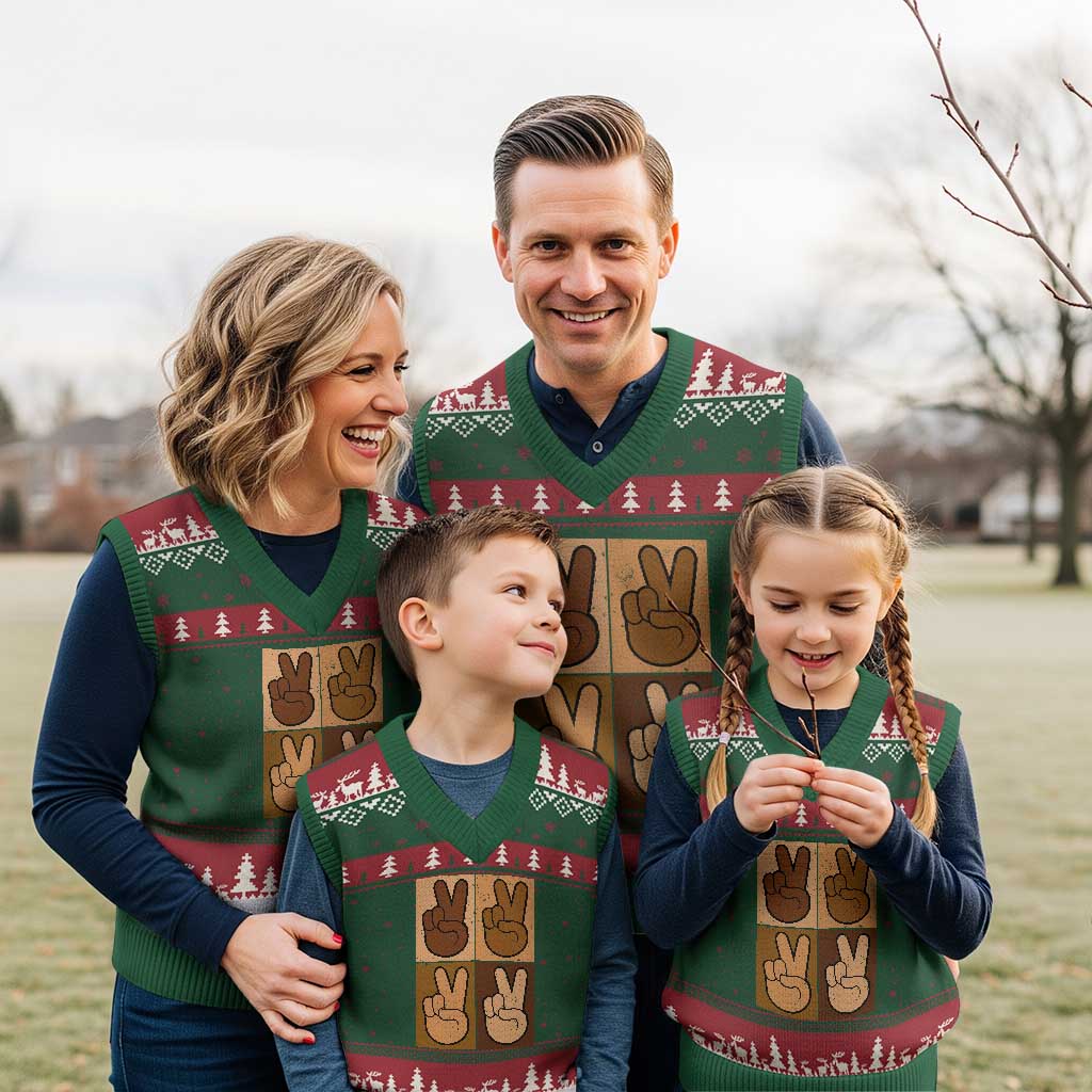 Peace Sign Equality for All V-Neck Knit Sweater Vest Peace Out V Fingers Hand Equal Rights - Wonder Print Shop