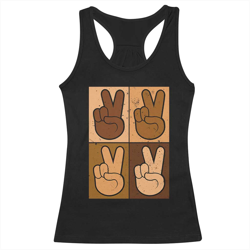 Peace Sign Equality for All Racerback Tank Top Peace Out V Fingers Hand Equal Rights
