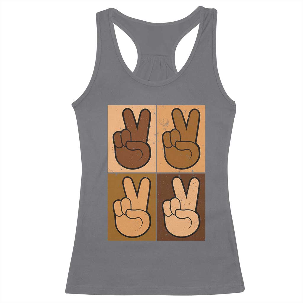 Peace Sign Equality for All Racerback Tank Top Peace Out V Fingers Hand Equal Rights