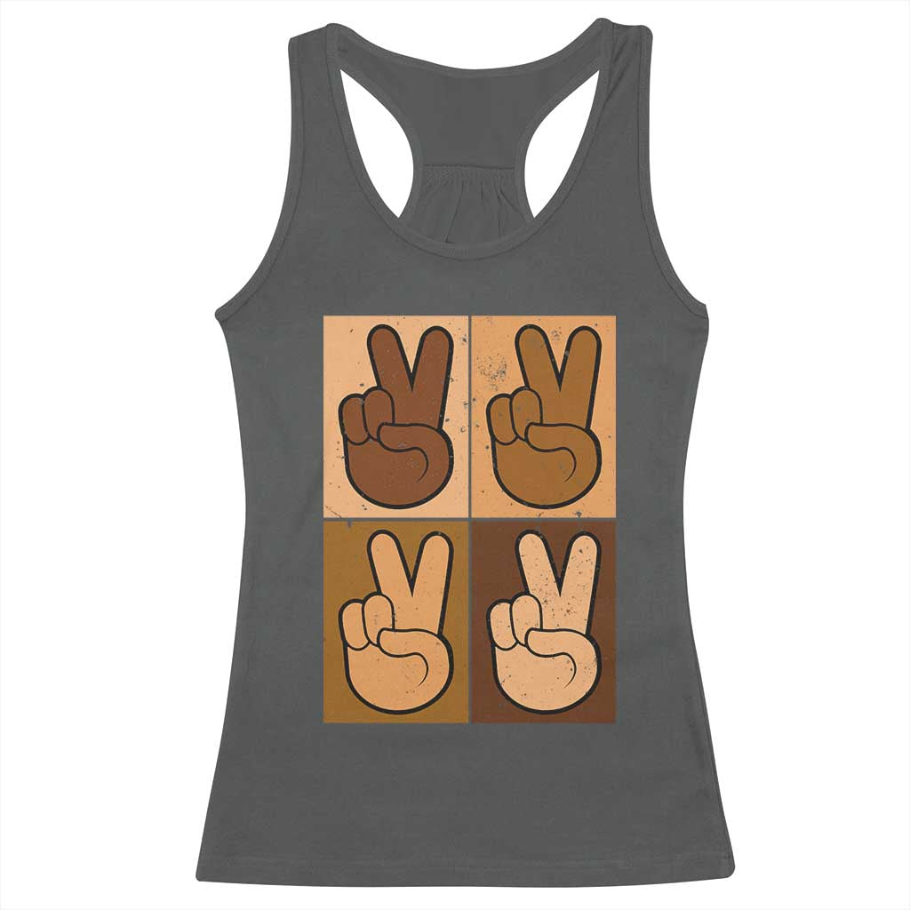 Peace Sign Equality for All Racerback Tank Top Peace Out V Fingers Hand Equal Rights
