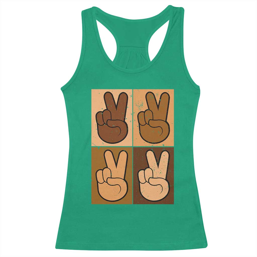 Peace Sign Equality for All Racerback Tank Top Peace Out V Fingers Hand Equal Rights