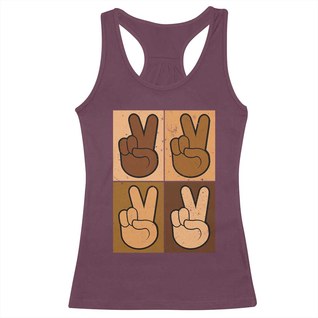 Peace Sign Equality for All Racerback Tank Top Peace Out V Fingers Hand Equal Rights