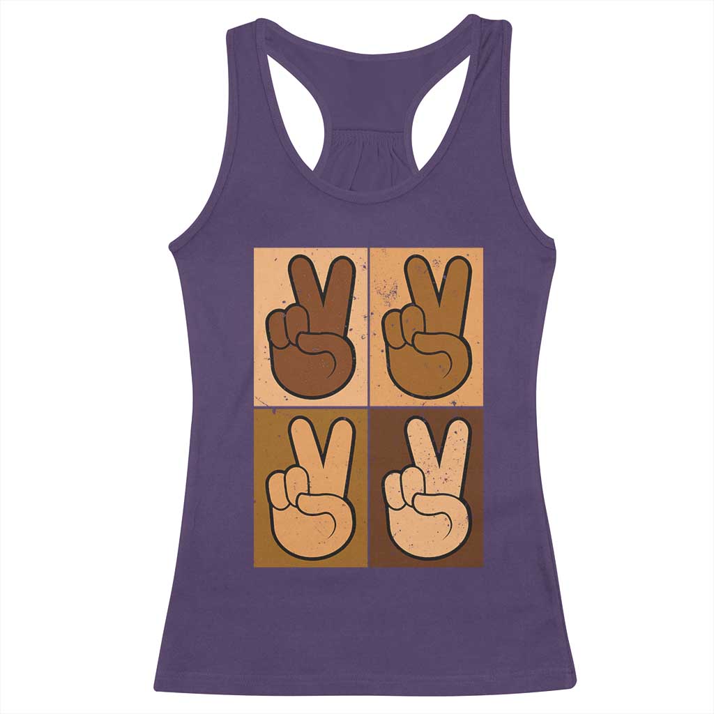 Peace Sign Equality for All Racerback Tank Top Peace Out V Fingers Hand Equal Rights