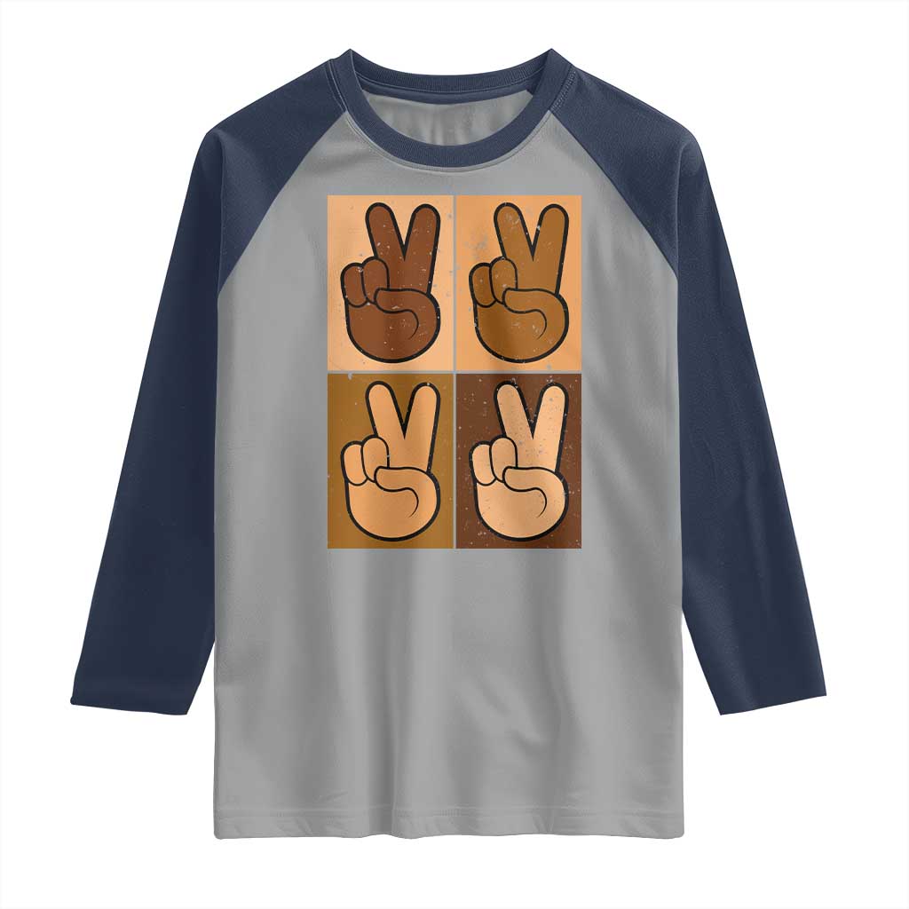 Peace Sign Equality for All Raglan Shirt Peace Out V Fingers Hand Equal Rights