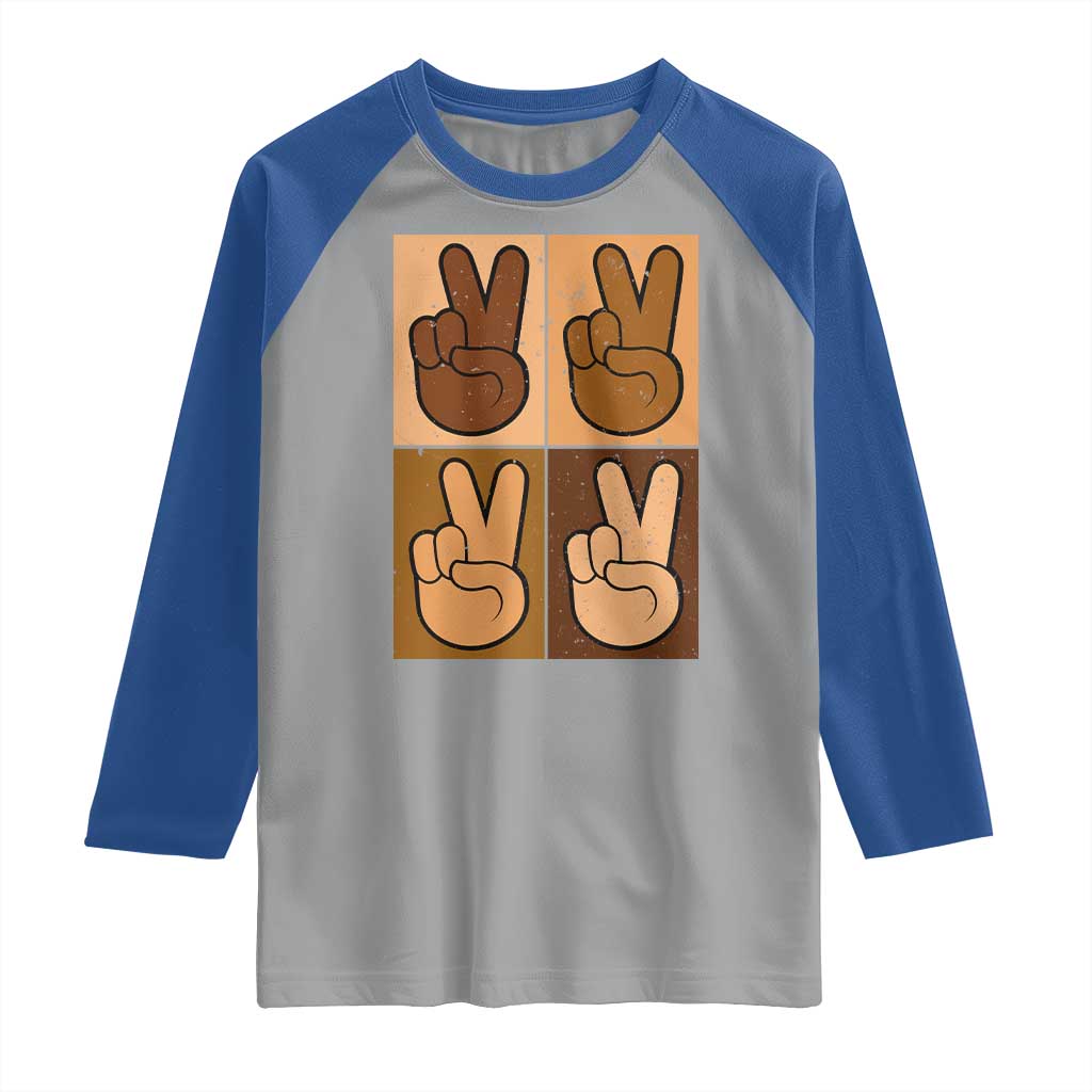 Peace Sign Equality for All Raglan Shirt Peace Out V Fingers Hand Equal Rights