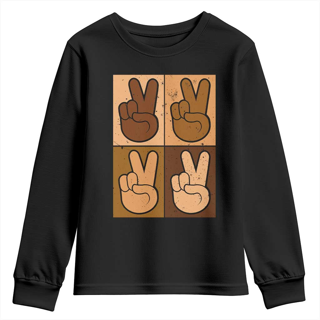 Peace Sign Equality for All Youth Sweatshirt Peace Out V Fingers Hand Equal Rights