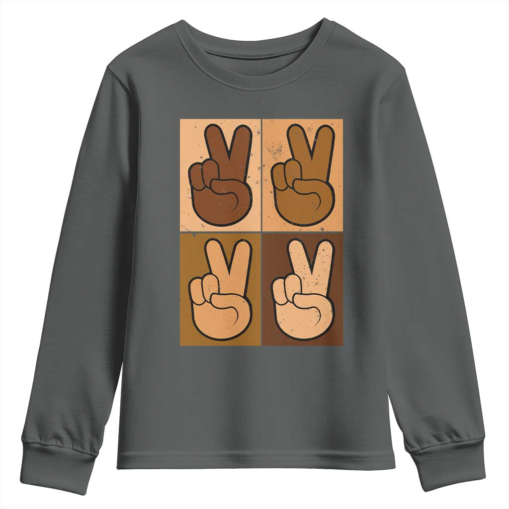 Peace Sign Equality for All Youth Sweatshirt Peace Out V Fingers Hand Equal Rights