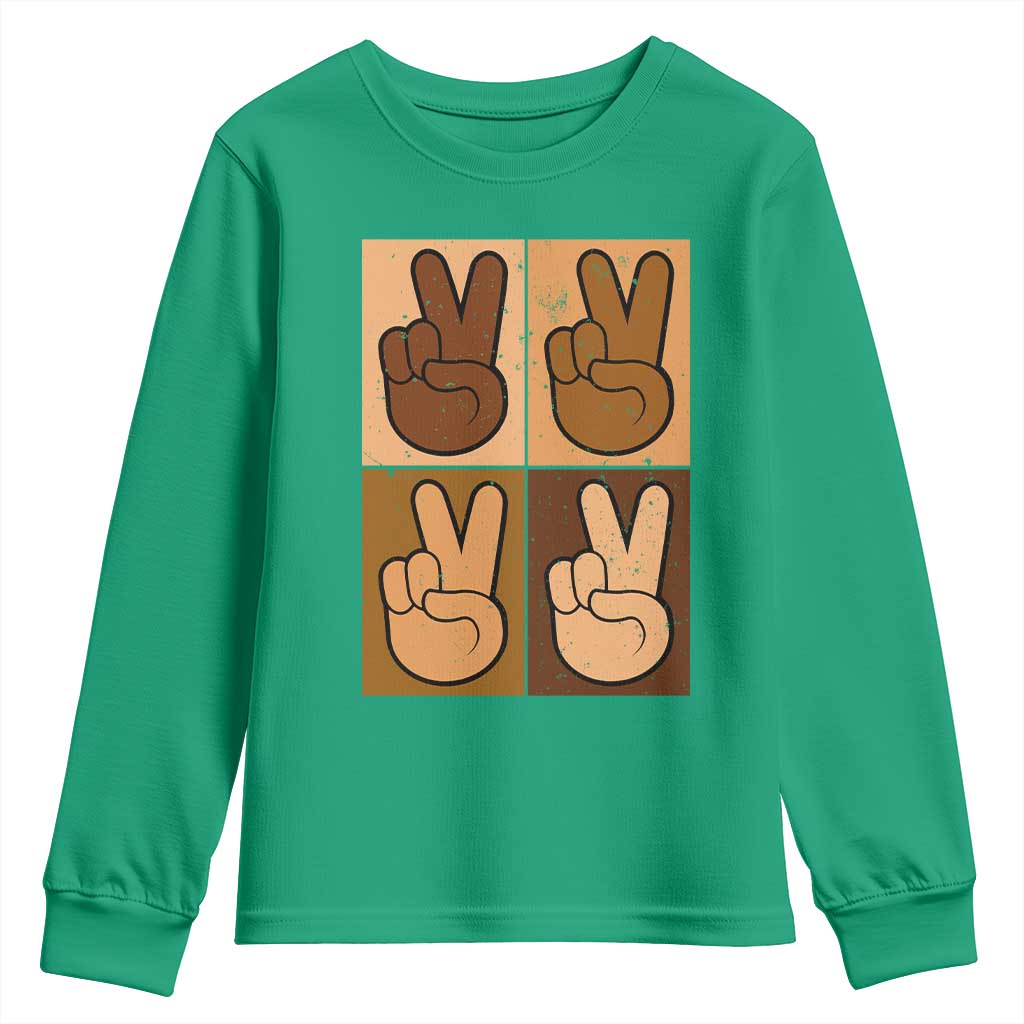 Peace Sign Equality for All Youth Sweatshirt Peace Out V Fingers Hand Equal Rights