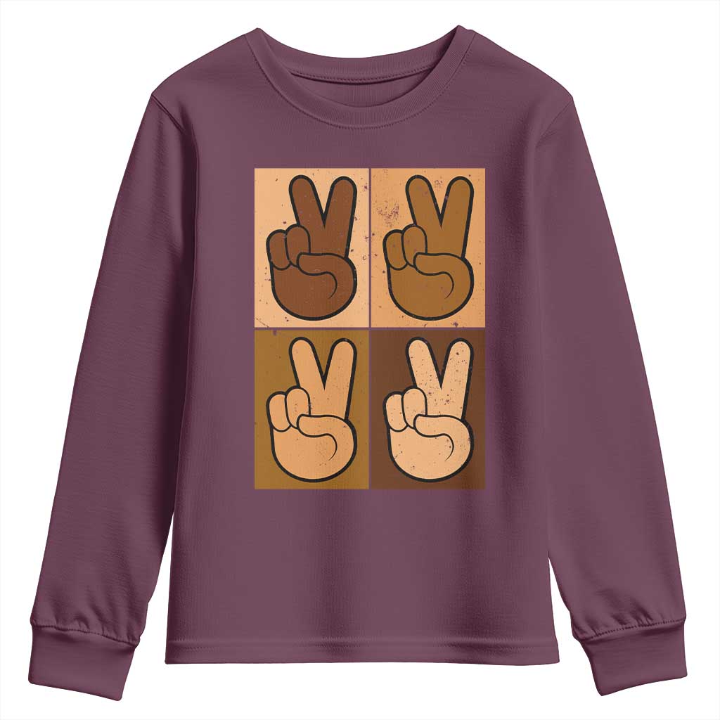 Peace Sign Equality for All Youth Sweatshirt Peace Out V Fingers Hand Equal Rights