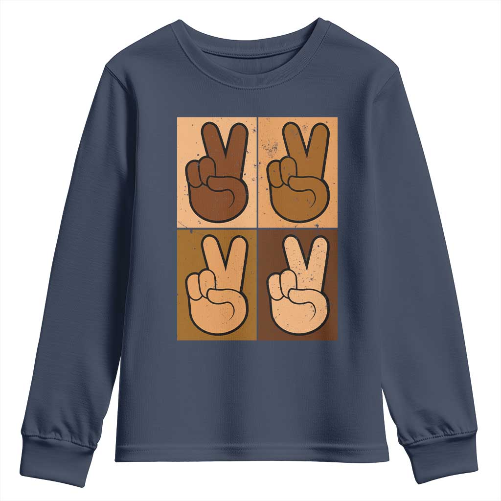 Peace Sign Equality for All Youth Sweatshirt Peace Out V Fingers Hand Equal Rights