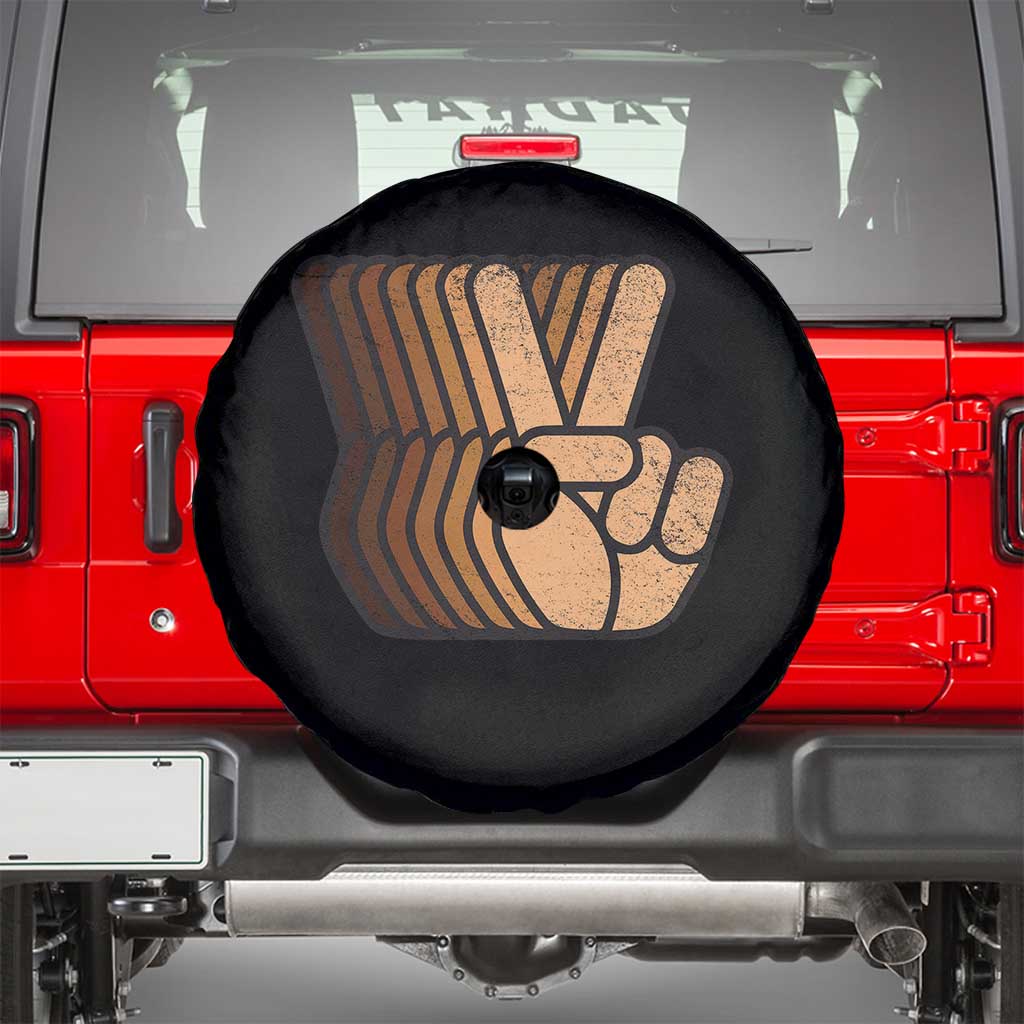 Retro Equality for All Spare Tire Cover Peace Sign V Fingers Skin Tone Hands Vintage