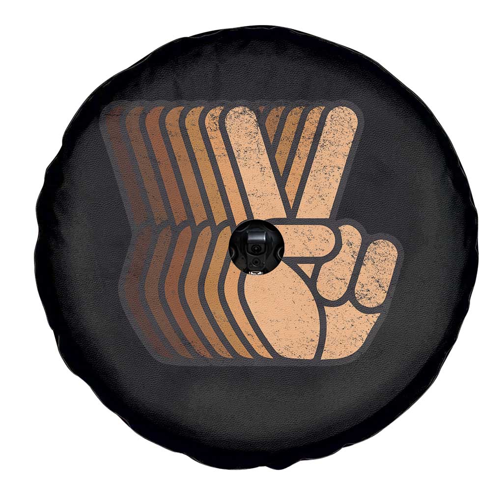 Retro Equality for All Spare Tire Cover Peace Sign V Fingers Skin Tone Hands Vintage