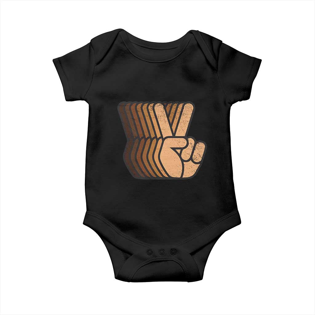 Retro Equality for All Baby Onesie Peace Sign V Fingers Skin Tone Hands Vintage