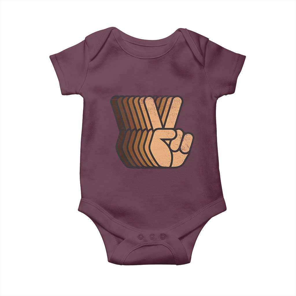 Retro Equality for All Baby Onesie Peace Sign V Fingers Skin Tone Hands Vintage