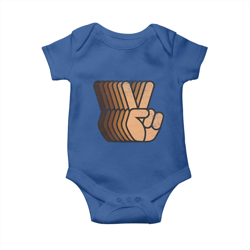 Retro Equality for All Baby Onesie Peace Sign V Fingers Skin Tone Hands Vintage