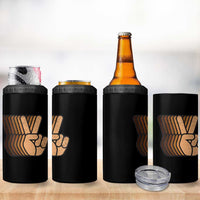 Retro Equality for All 4 in 1 Can Cooler Tumbler Peace Sign V Fingers Skin Tone Hands Vintage