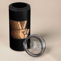 Retro Equality for All 4 in 1 Can Cooler Tumbler Peace Sign V Fingers Skin Tone Hands Vintage