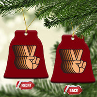 Retro Equality for All Ceramic Ornament Peace Sign V Fingers Skin Tone Hands Vintage - Wonder Print Shop