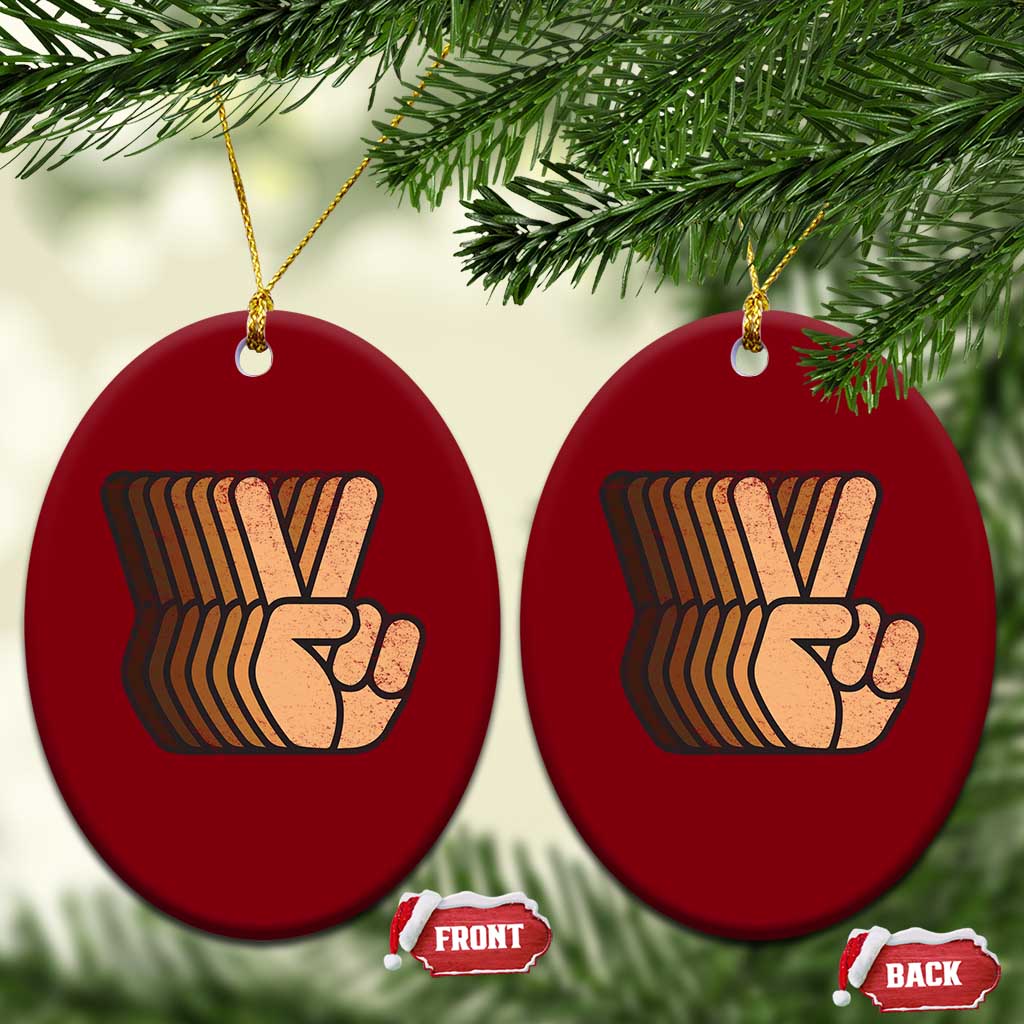 Retro Equality for All Ceramic Ornament Peace Sign V Fingers Skin Tone Hands Vintage - Wonder Print Shop