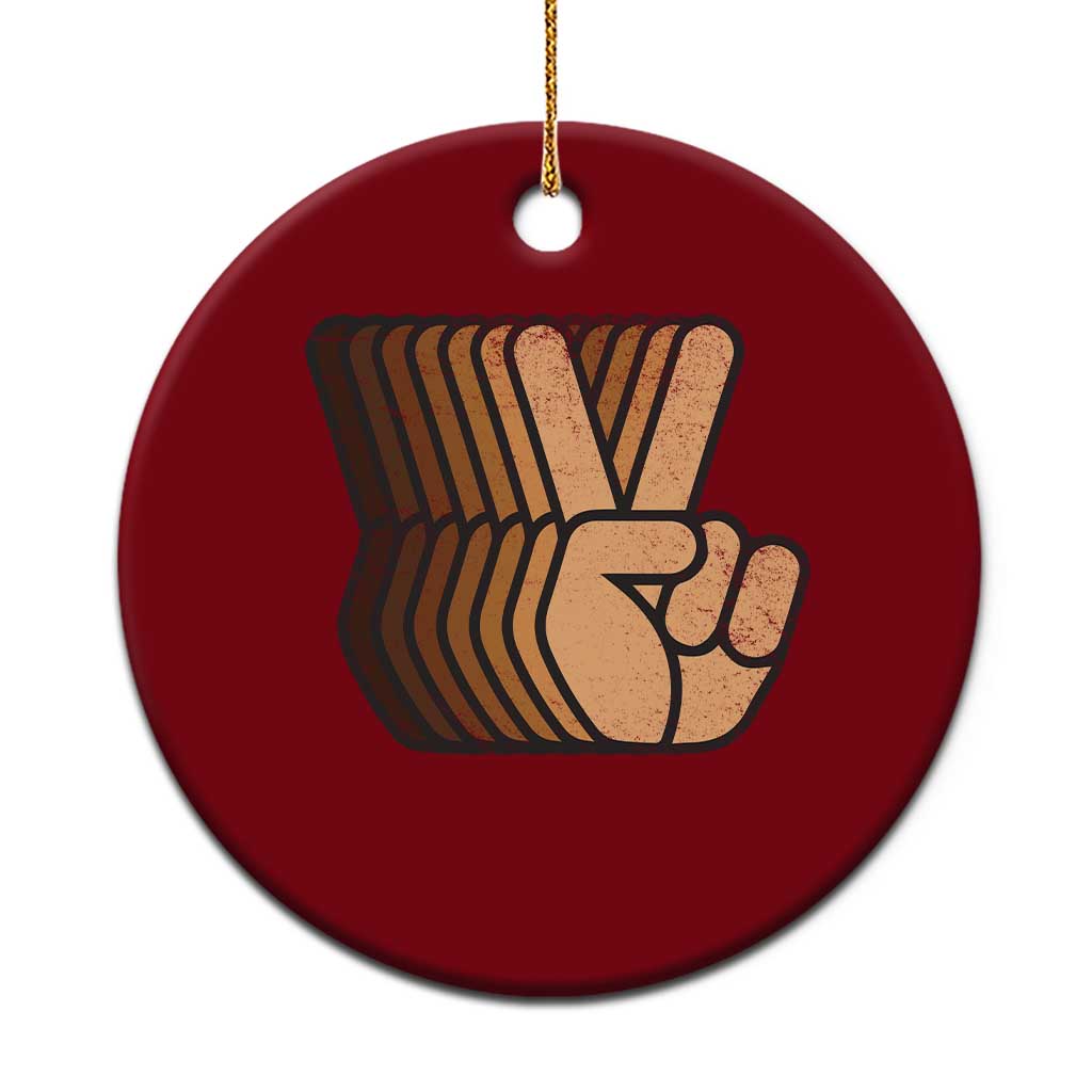 Retro Equality for All Ceramic Ornament Peace Sign V Fingers Skin Tone Hands Vintage - Wonder Print Shop
