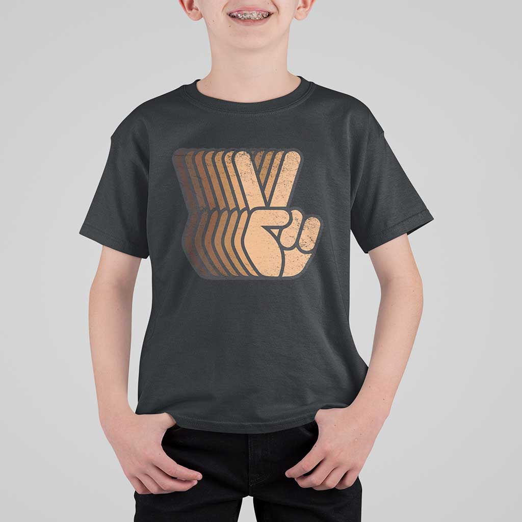 Retro Equality for All T Shirt For Kid Peace Sign V Fingers Skin Tone Hands Vintage