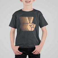 Retro Equality for All T Shirt For Kid Peace Sign V Fingers Skin Tone Hands Vintage
