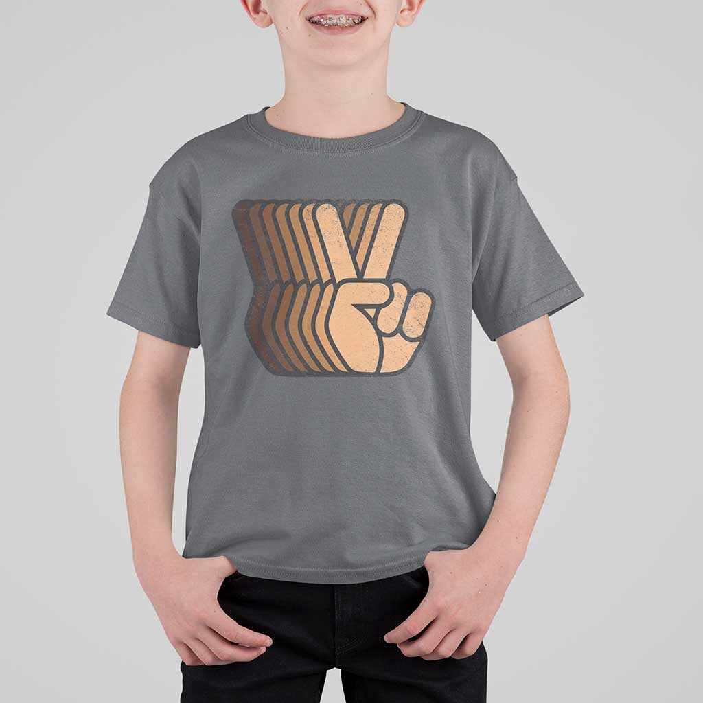 Retro Equality for All T Shirt For Kid Peace Sign V Fingers Skin Tone Hands Vintage