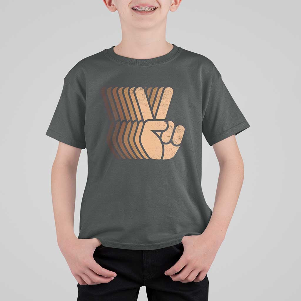 Retro Equality for All T Shirt For Kid Peace Sign V Fingers Skin Tone Hands Vintage