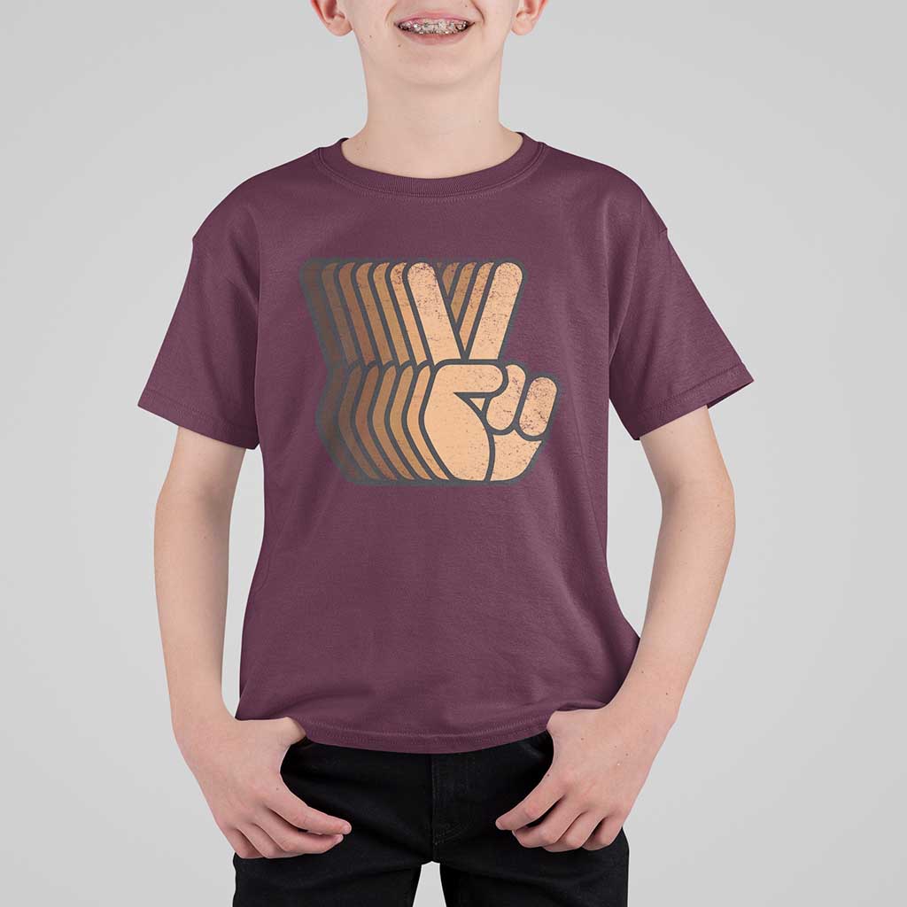 Retro Equality for All T Shirt For Kid Peace Sign V Fingers Skin Tone Hands Vintage