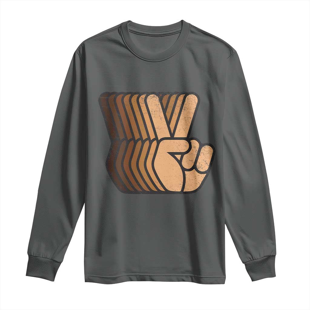 Retro Equality for All Long Sleeve Shirt Peace Sign V Fingers Skin Tone Hands Vintage