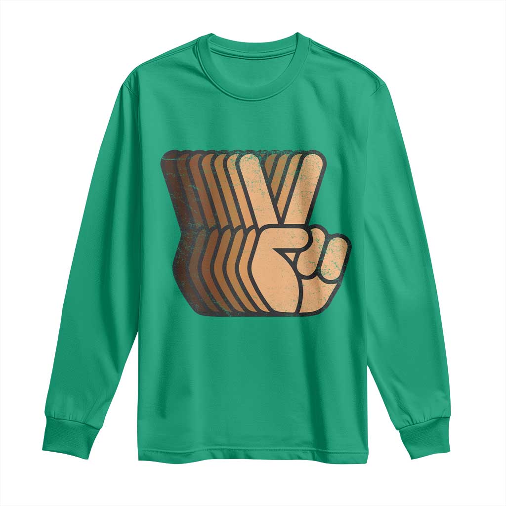 Retro Equality for All Long Sleeve Shirt Peace Sign V Fingers Skin Tone Hands Vintage