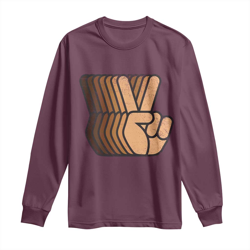 Retro Equality for All Long Sleeve Shirt Peace Sign V Fingers Skin Tone Hands Vintage