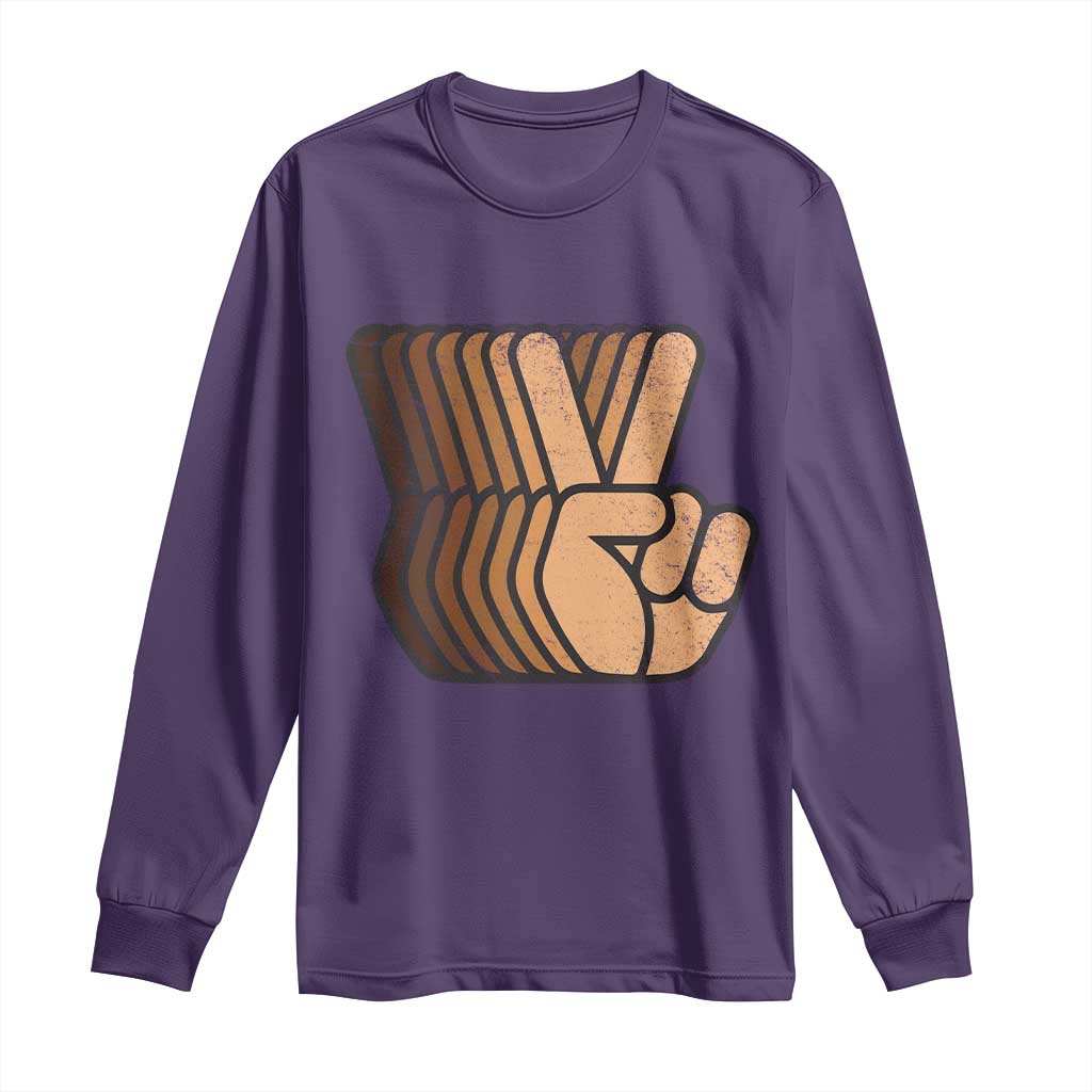 Retro Equality for All Long Sleeve Shirt Peace Sign V Fingers Skin Tone Hands Vintage