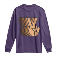 Retro Equality for All Long Sleeve Shirt Peace Sign V Fingers Skin Tone Hands Vintage