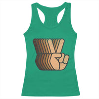 Retro Equality for All Racerback Tank Top Peace Sign V Fingers Skin Tone Hands Vintage