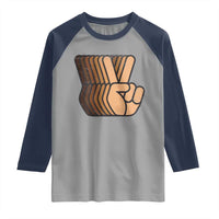 Retro Equality for All Raglan Shirt Peace Sign V Fingers Skin Tone Hands Vintage