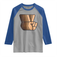 Retro Equality for All Raglan Shirt Peace Sign V Fingers Skin Tone Hands Vintage