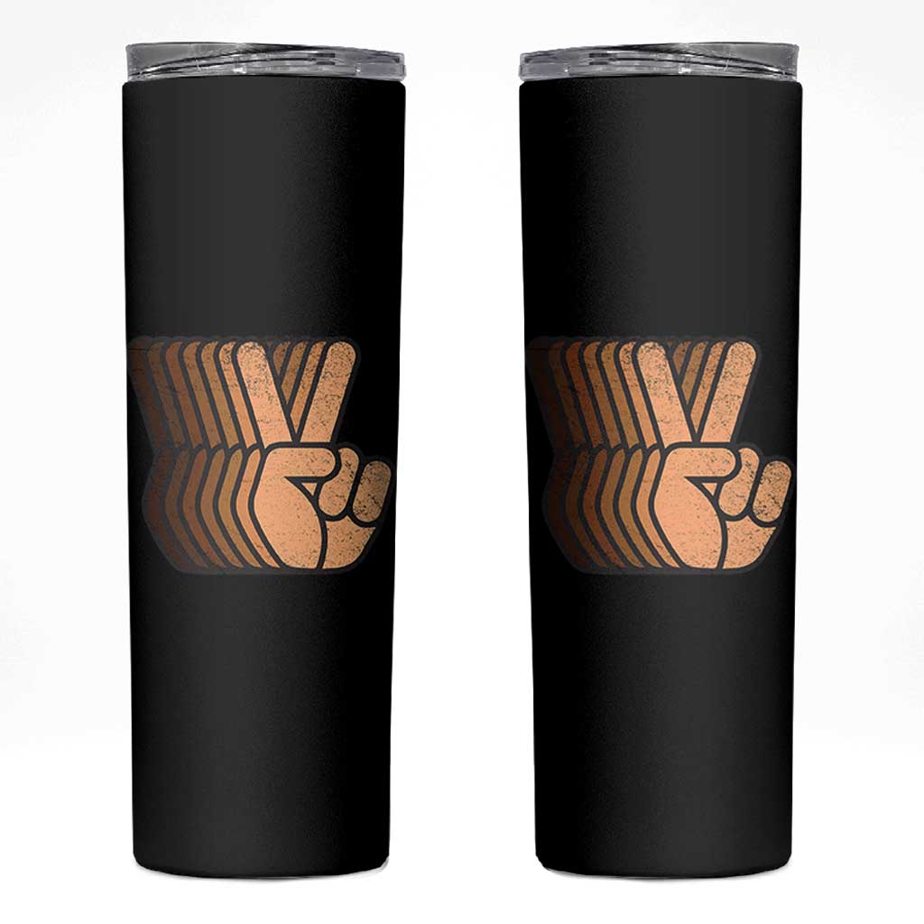 Retro Equality for All Skinny Tumbler Peace Sign V Fingers Skin Tone Hands Vintage